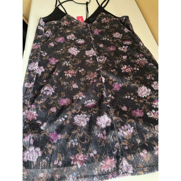 Xhilaration  Sequin Floral Rose Sleeveless Y Back Swing Mini Dress NWT - Picture 4 of 10